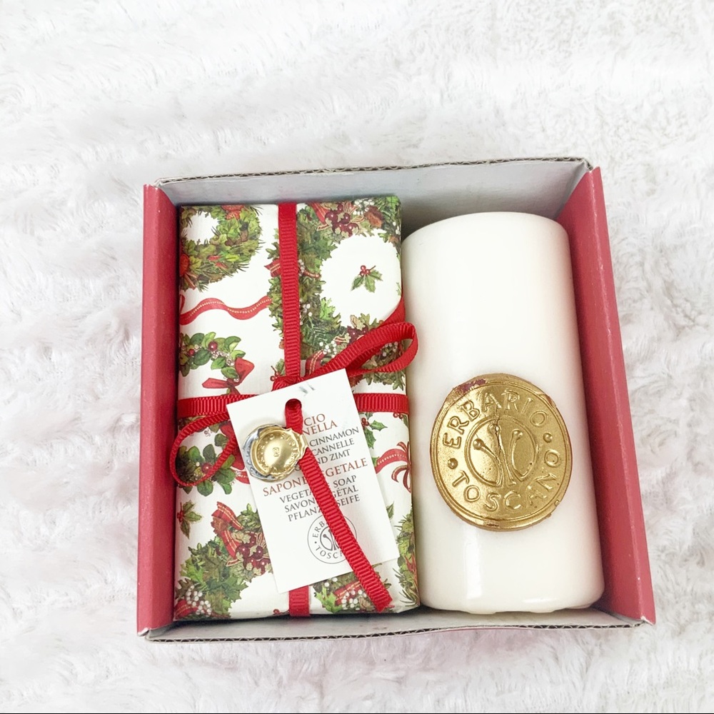 Erbario Toscano Orange Cinnamon soap & candle set Christmas Holiday